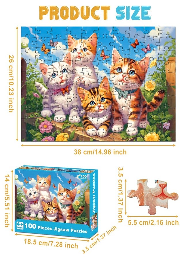 Yigney 100 Piece Puzzles for Kids - Ages 4-6 6-8 8-10 Year Old - Lions, Cats, Pandas, Tigers, Dogs, Turtles, 6-Pack Jigsaw Puzzles for Kids Learning Educational Toys for Boys and Girls - Image 2